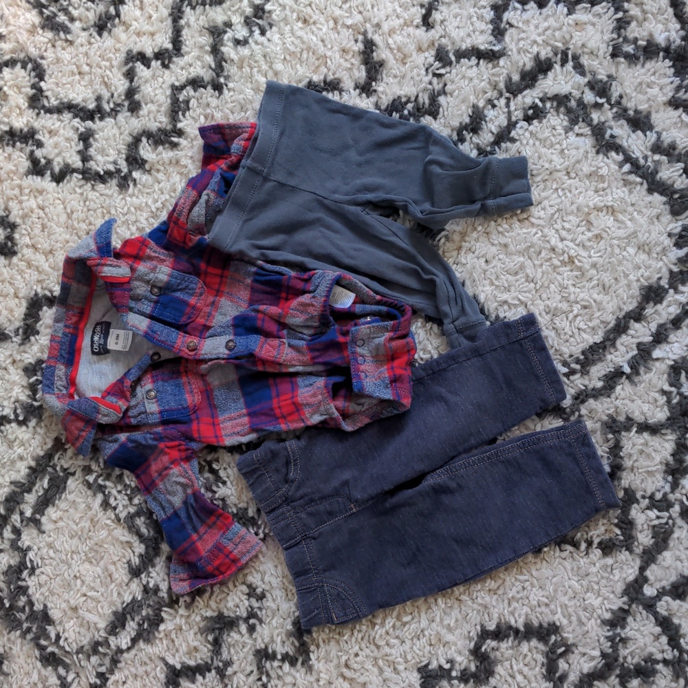 Nine months Fall Flannel and Pants Bundle